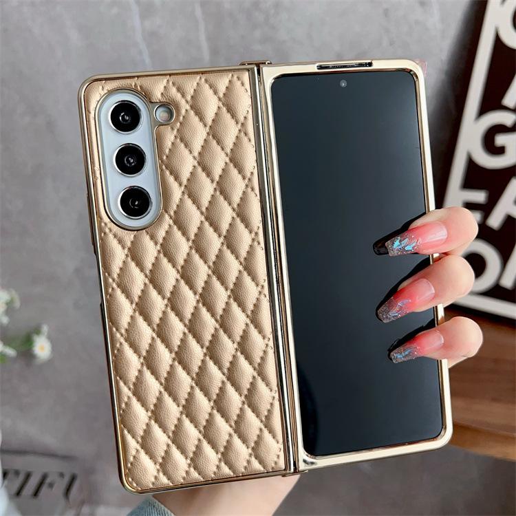 Applicable To Samsung ZFold5 Rhombus Mobile Phone Case Zfold3 Electroplated TPU Soft Zfold3 Folding Mobile Phone Case