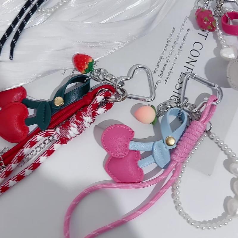 1 Pièce Mignon Amusant Résine Fruit Clé Chaîne Perle Série Cuir Cerise Pendentif Sac Accessoires Sac à Dos