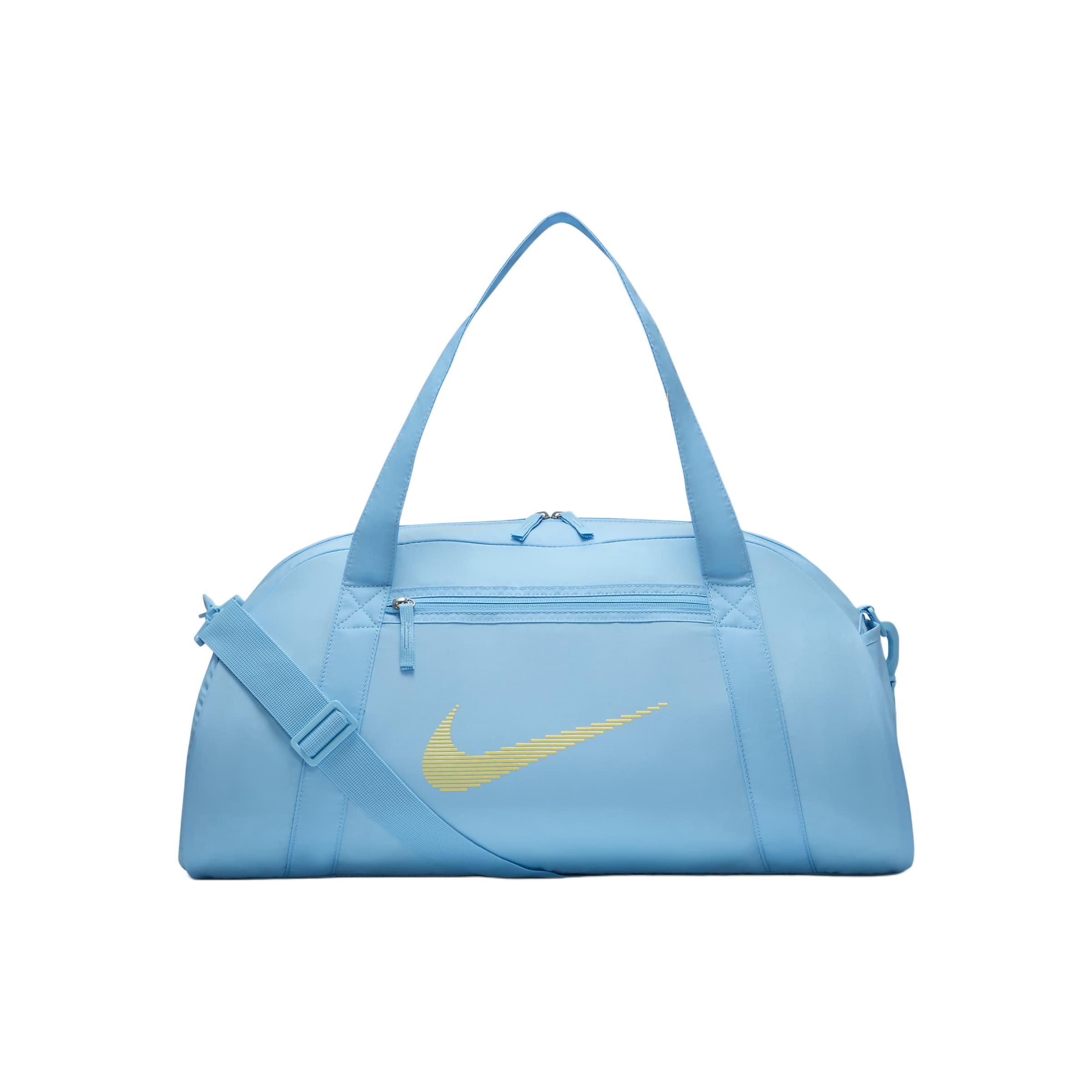 

Nike Logo Print Zipper Closure Polyester Tote Shoulder Crossbody Gym Bag Large Unisex bags Aquarius-Blue Light-Laser-Orange DR6974-407 Aquarius Blue & Light Laser Orange