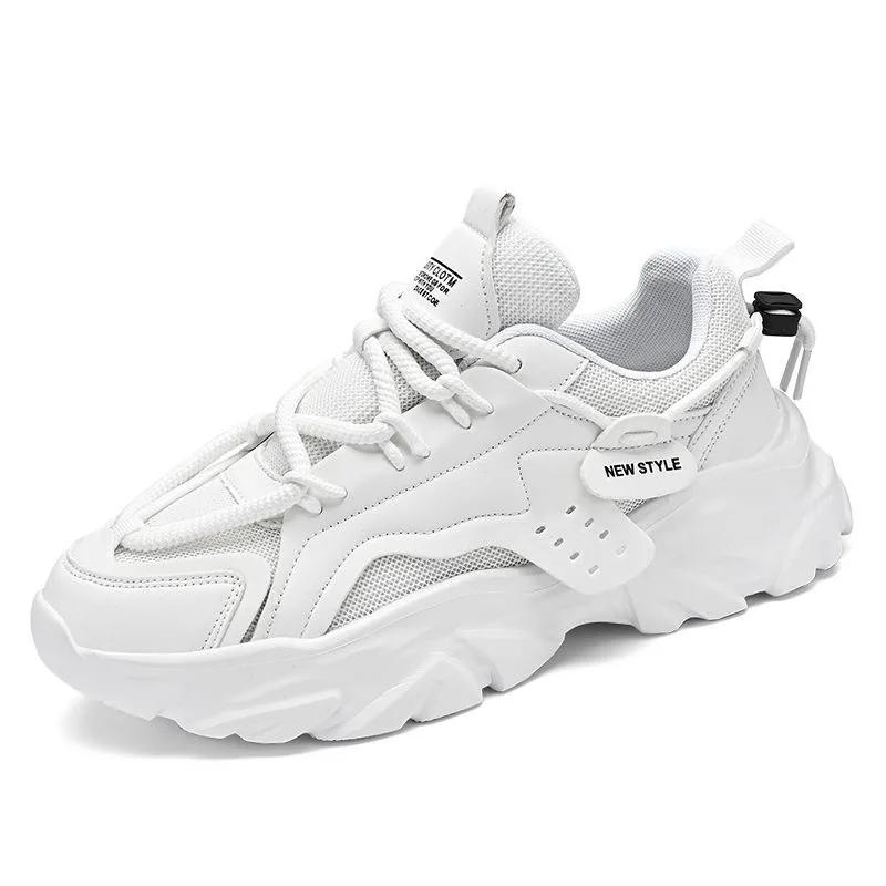 Men'S Chunky Sneakers Thick Bottom Lace Up Breathable Vulcanize Shoes Man Autumn Running Sports Shoes Men Casual Non-Slip Shoes
