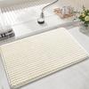 Corduroy Sponge Bath Mat, Soft Rebound Particle Plush Bathroom Rug, Comfortable Absorbent Non Slip Floor Mat