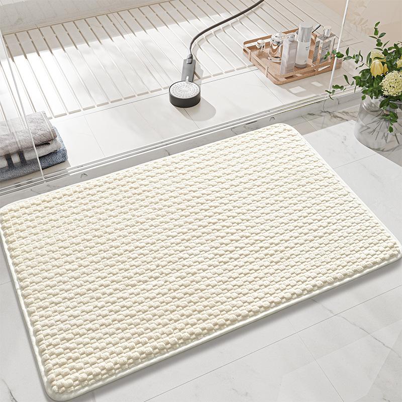 Corduroy Sponge Bath Mat, Soft Rebound Particle Plush Bathroom Rug, Comfortable Absorbent Non Slip Floor Mat