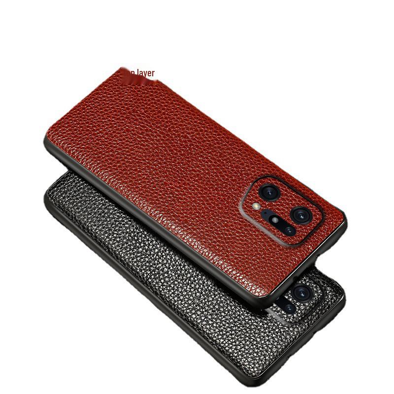 Genuine Leather Case for Oppo Find X5, X3 Pro, and X2 Models. Full-cover, Anti-fall Protection.