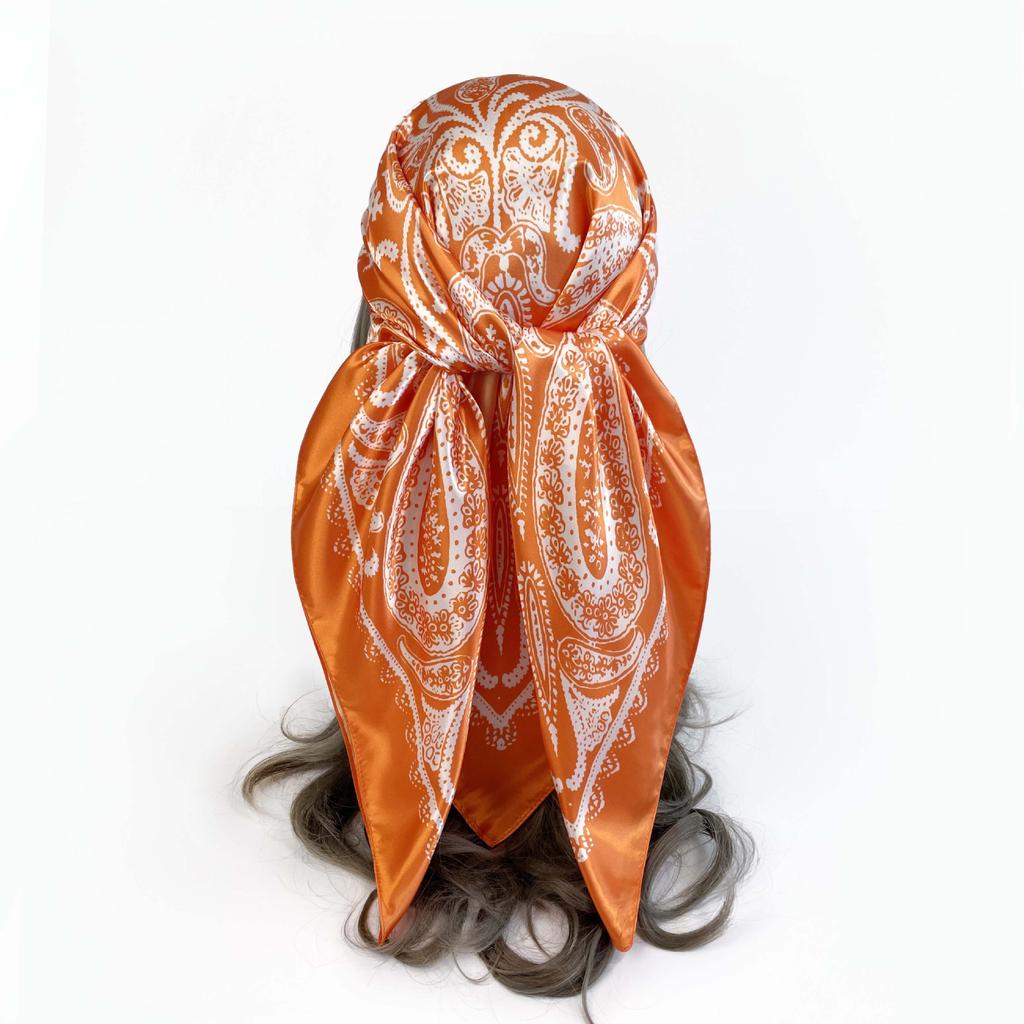90cm Silk Scarf Ladies Large Square Scarf New Cashew Printed Turban Shawl Silk Scarf Silk Scarf Ladies Fashion
