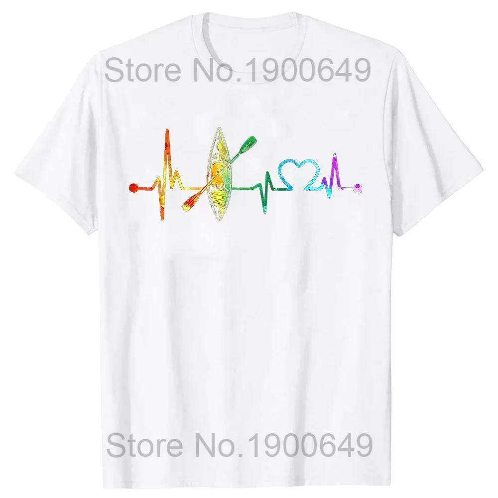 Kayaking Lover Retro Vintage Color T Shirt  Men New Tops Tees Cotton Male My Heartbeat Is A Kayak T Shirt Simple Style