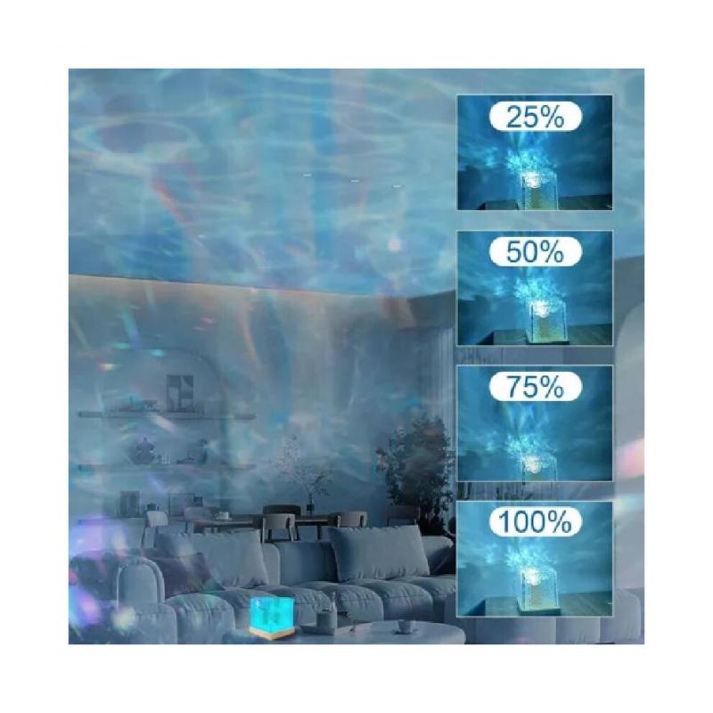 Kostka Polární záře 16 barev Dynamické noční světlo s vlnami a dálkovým ovladačem