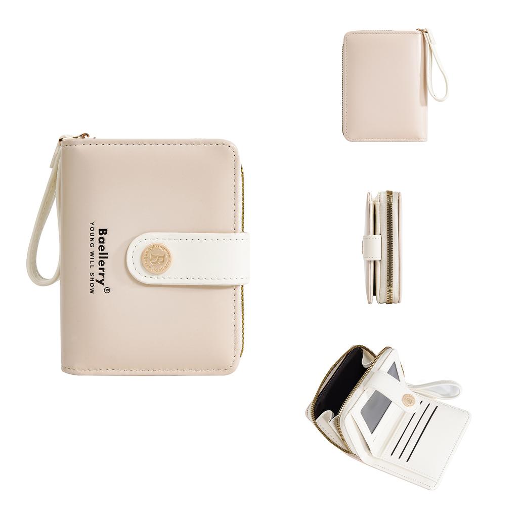 New women's wallet short women's high-end wallet ins women's contrasting color zipper wallet women's pu small wallet women