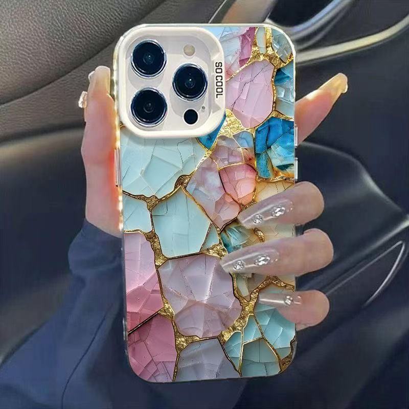 The New Colored Silver Color Stone Is Suitable for Iphone16 Mobile Phone Case Apple 15promax/14 European and American 13pro12 Personality
