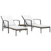 VidaXL Chaises longues 2 pcs avec table Résine tressée Marron