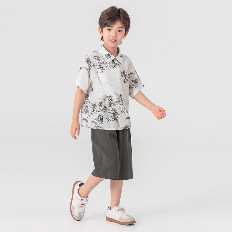 Boys' New Chinese Style Ink Wash Summer Two-Piece Set
