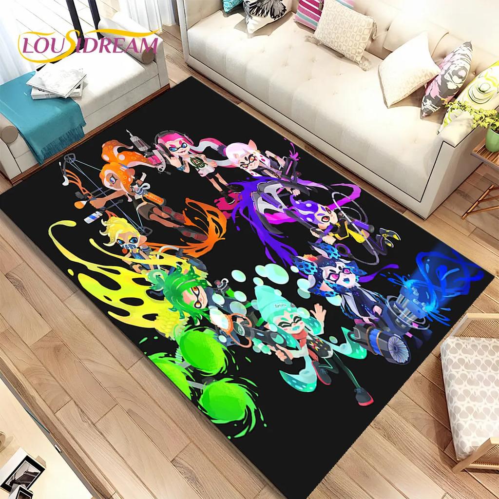 Games,Splatoon, Cartoon Gamers Area Rug,Carpet Rug for Living Room Bedroom Sofa Doormat Decoration, Kid Play Non-slip Floor Mat