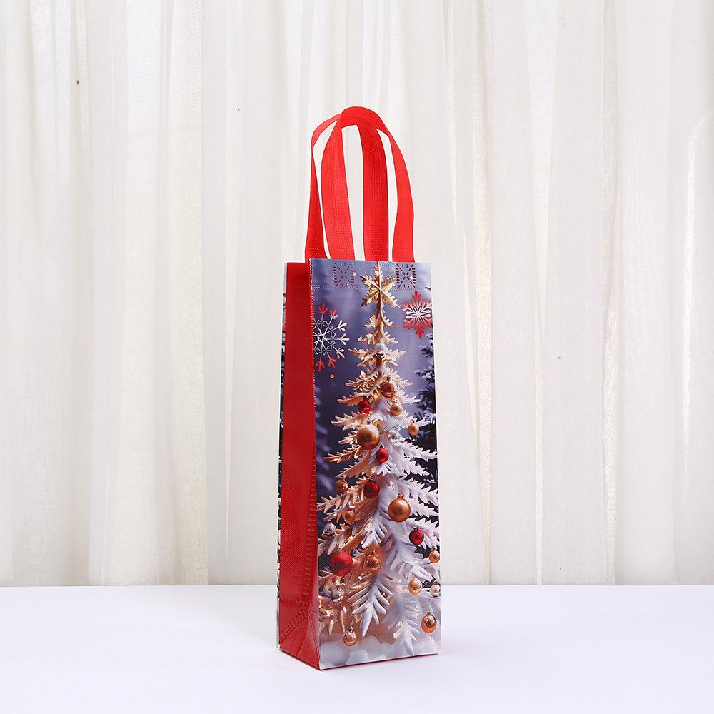 StoBag Christmas Gift Bags with Tree Prints Non Woven Tote for Holiday Party Wine Packaging Festive Reusable Bags 12pcs Bulk