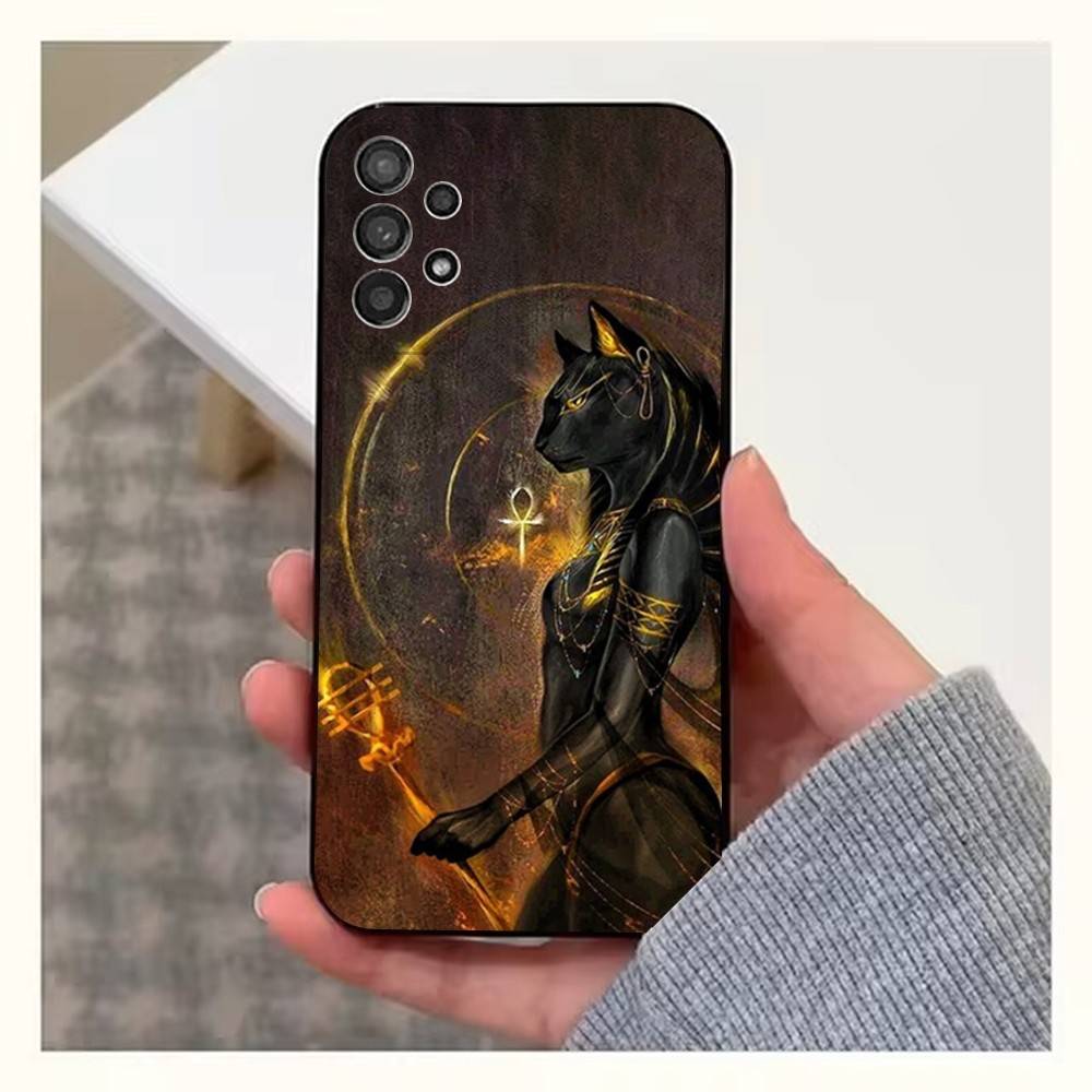 Mural Art Egypt Pharaoh Phone Case For Samsung S25,S24,S23,S22,S20,S21,S10,Ultra,Plus,Lite,FE,Soft Silicone Black Cover