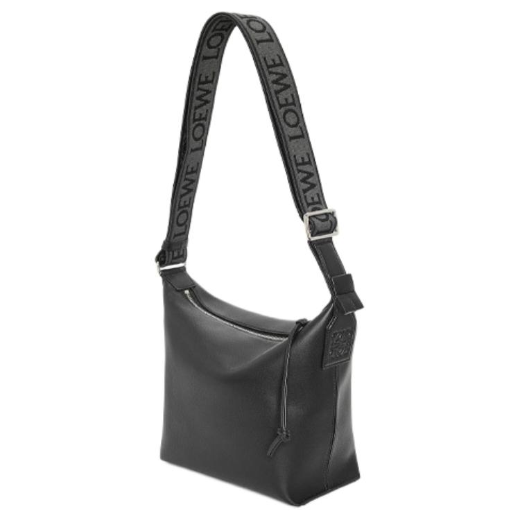 Loewe Cubi Adjustable Shoulder Strap Zipper Closure Soft Smooth Cowhide Fabric Handbag Men Handbags Black B906Q63X04-1100