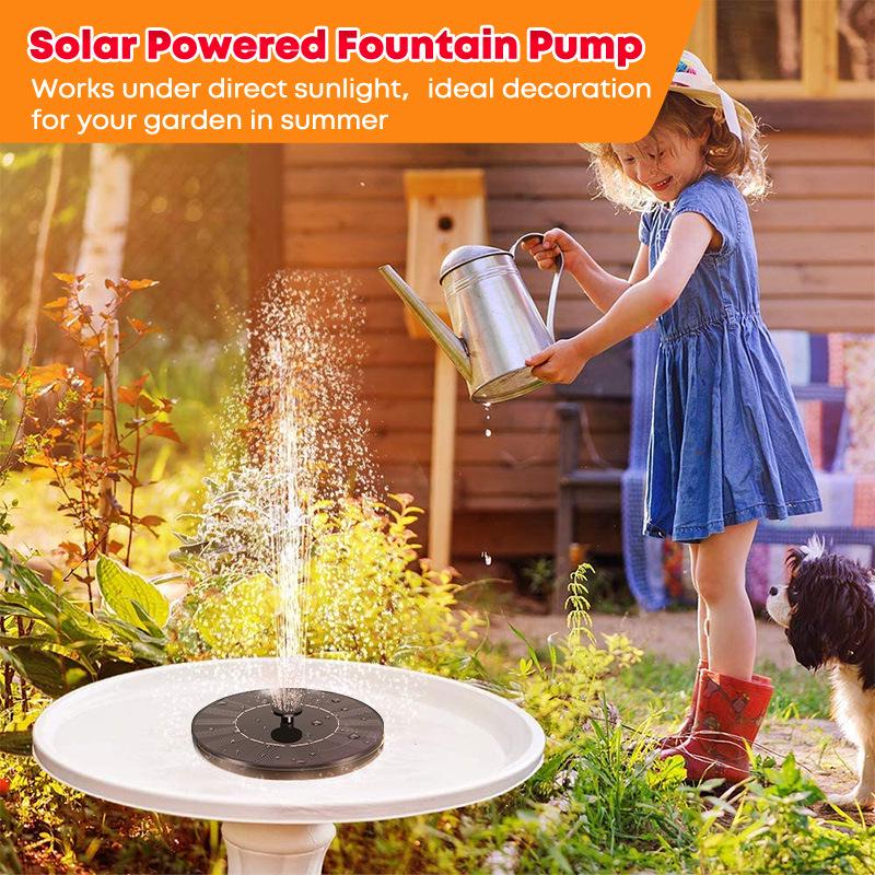 Solar-Powered Floating Fountain for Bird Baths, Ponds, Pools, and Gardens