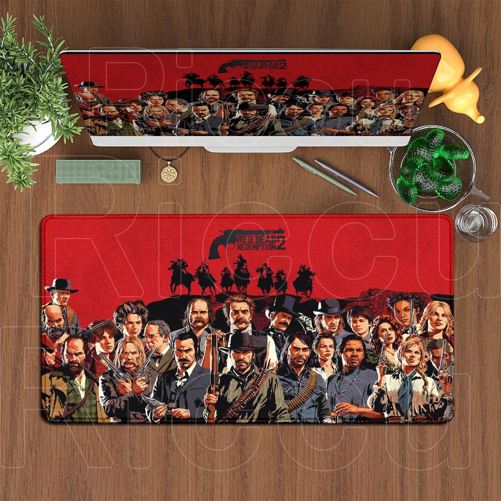 Tappetino per Mouse Sovradimensionato 120x60cm Red Dead Redemption 2 Tappetino da Tavolo per Tastiera da Gioco Accessori per Ufficio Computer Mousepad Antiscivolo Anime