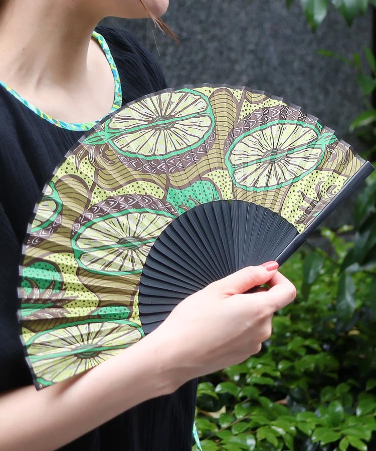 Titicaca Ethnic Print Folding Fan with Storage Japanese Clothing Free ZOSCBD7044 Women's Bag, Accessory, Size, Yellow,