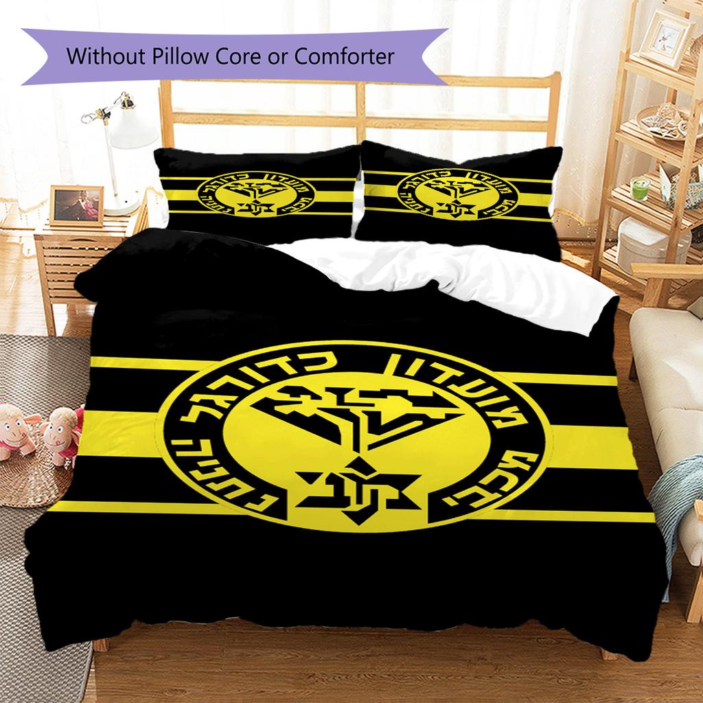 Juego de Ropa de Cama con Patrón del Maccabi Netanya FC Funda Nórdica Funda de Almohada Decoración del Hogar Regalo (1 * funda nórdica + 2 * fundas de almohada, sin núcleo)