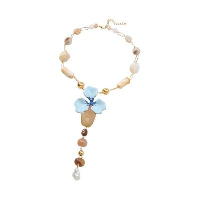 Eye Catching Overscale Floral Resin Pendant Necklace Daily Wear Neckchain Elegant Jewelry for Parties Event