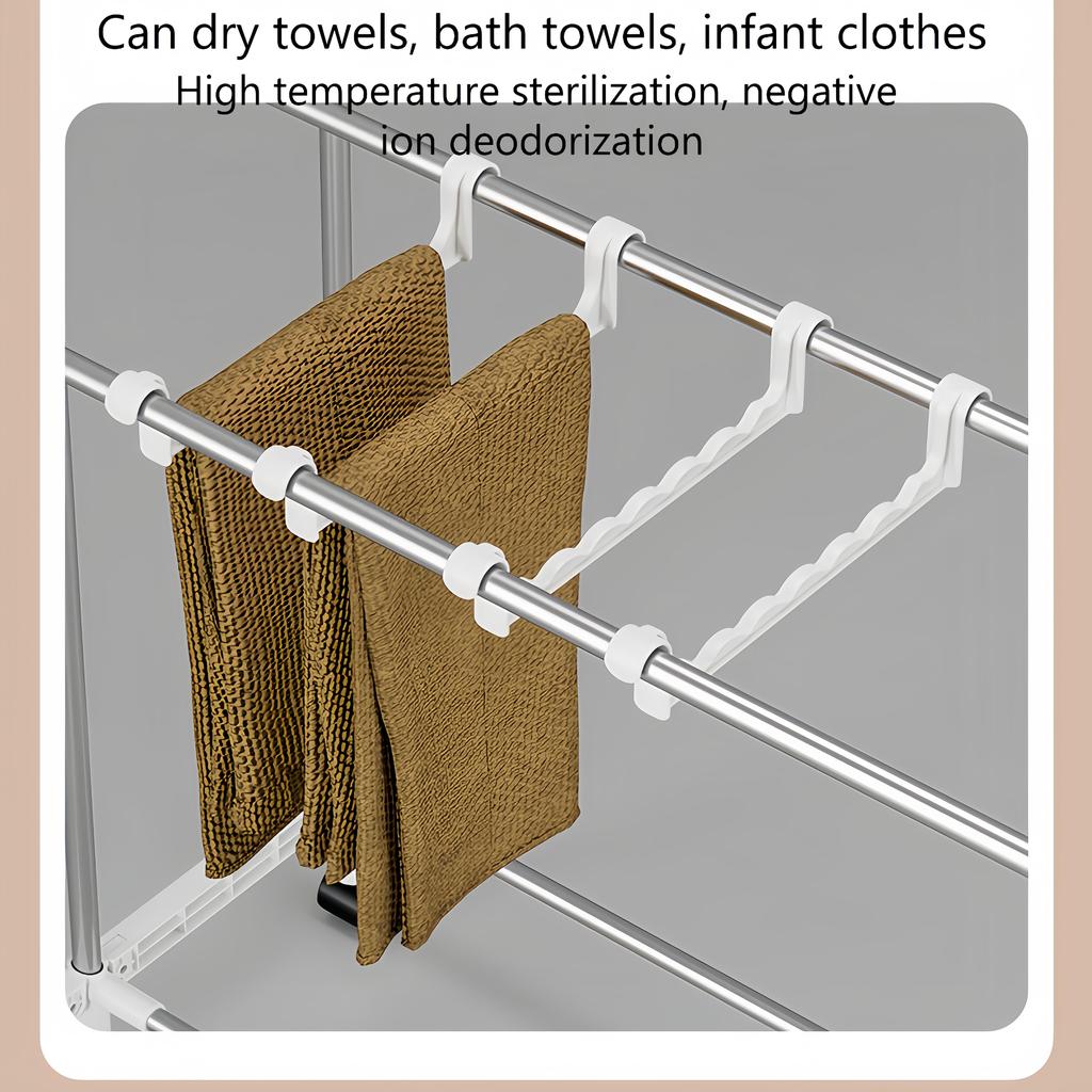 Electric clothes dryer, V3T, 1600 watts, with negative ion purification, three layers, foldable storage, household clothes and shoes drying wardrobe