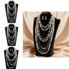 European Style Multilayer Pearl Necklace And Earring Set With Geometric Pendant For Women