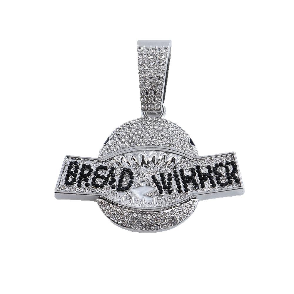 Heiß verkaufte kreative europäische und amerikanische Hip-Hop-Halsketten-Accessoires, Voll-Diamant-Haifischbuchstaben-Anhänger, Accessoires für Herren und Damen