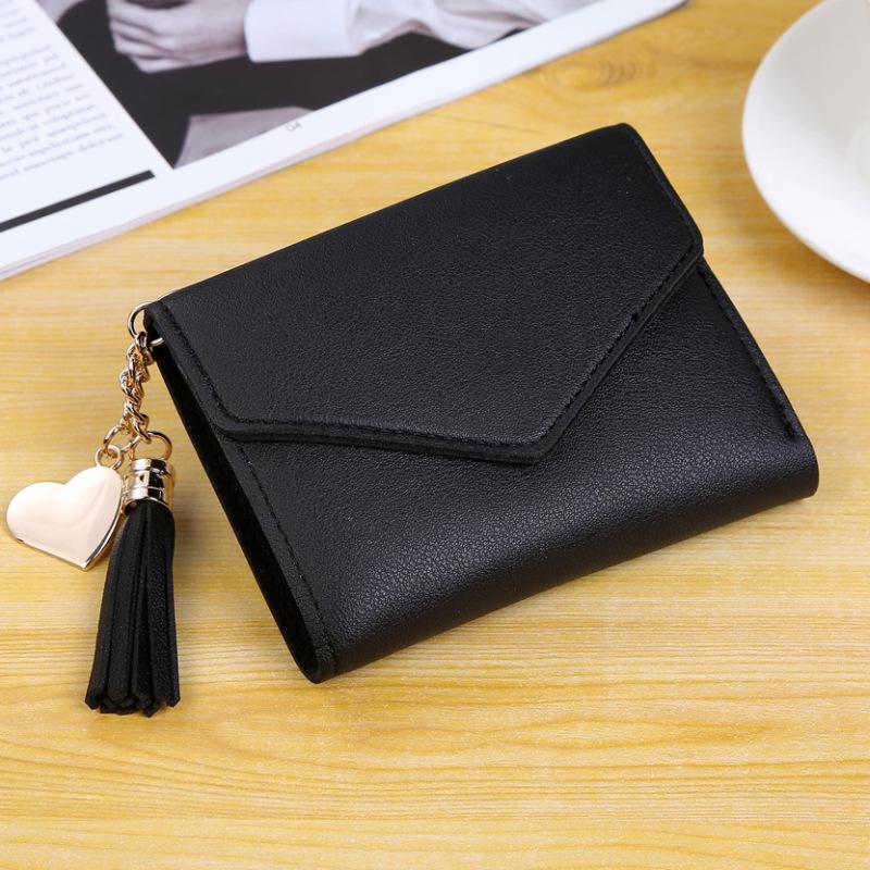 Brand Women Soft Leather Wallet Bag Small Tassel Card Holder Female Organizer Credit Card Case Zipper Coin Purse