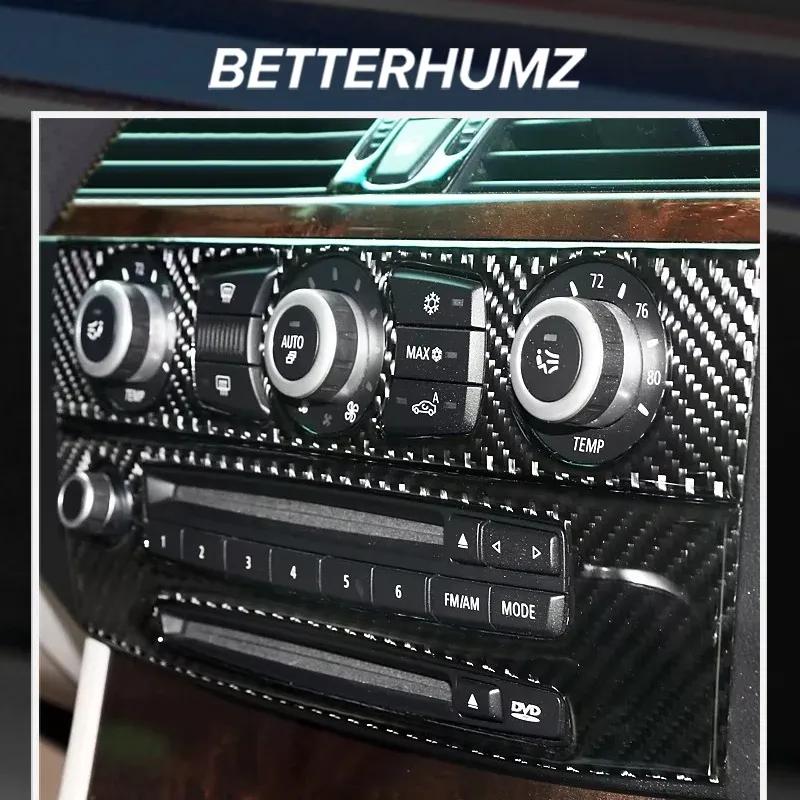 For BMW E60 5 Series 2004-2010 Carbon Fiber Center Console Air Conditional CD Trim Stickers Tuning Car Interior Accessories