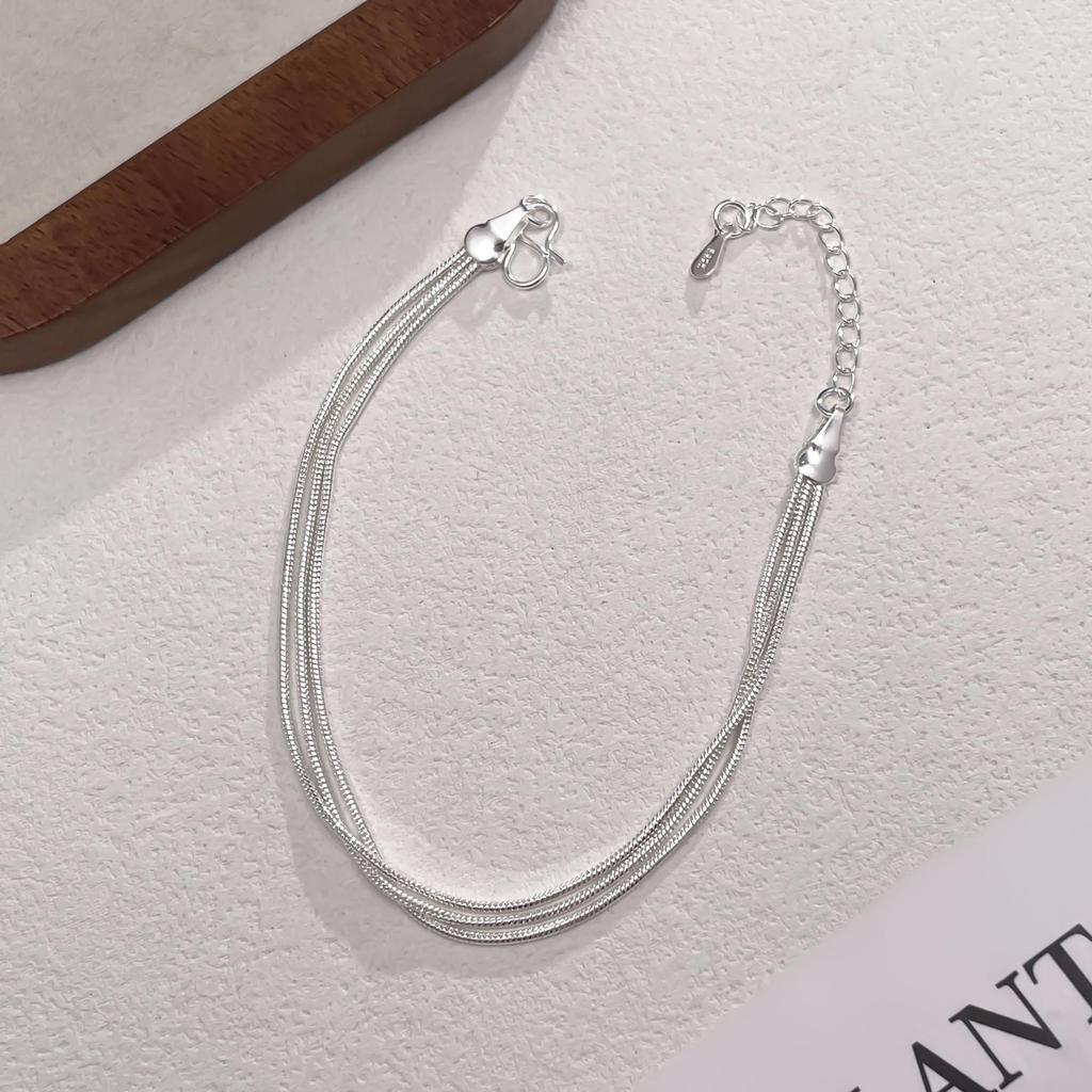 S925 Silver Plated Octagonal Snake Bone Bracelet - Minimalist High-End Luxury Multi-Layer Women's Accessory