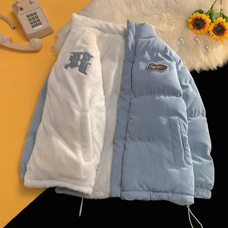 

Мужская куртка Haze Blue из плотного вельвета и хлопка — гонконгский стиль, зима 2023 года L синий