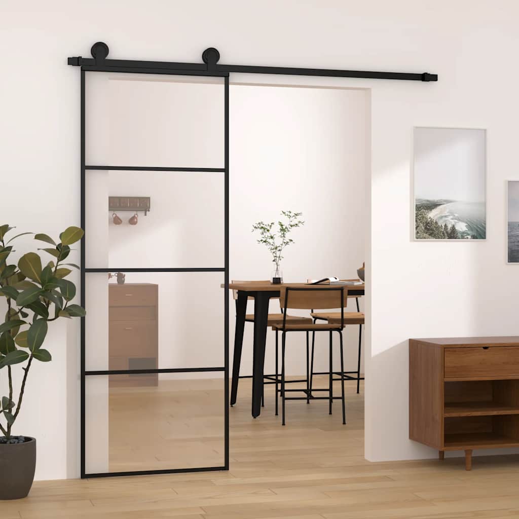 Vidaxl Schiebetür mit Zubehör, ESG-Glas und Aluminium, 76x205 cm