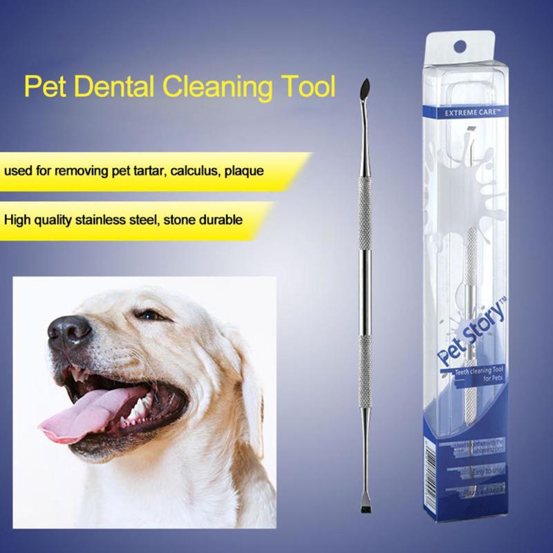 Pet Dog Toothbrush Stainless Steel Double Heads Pets Teeth Cleaning Tools Dental Stones Scraper