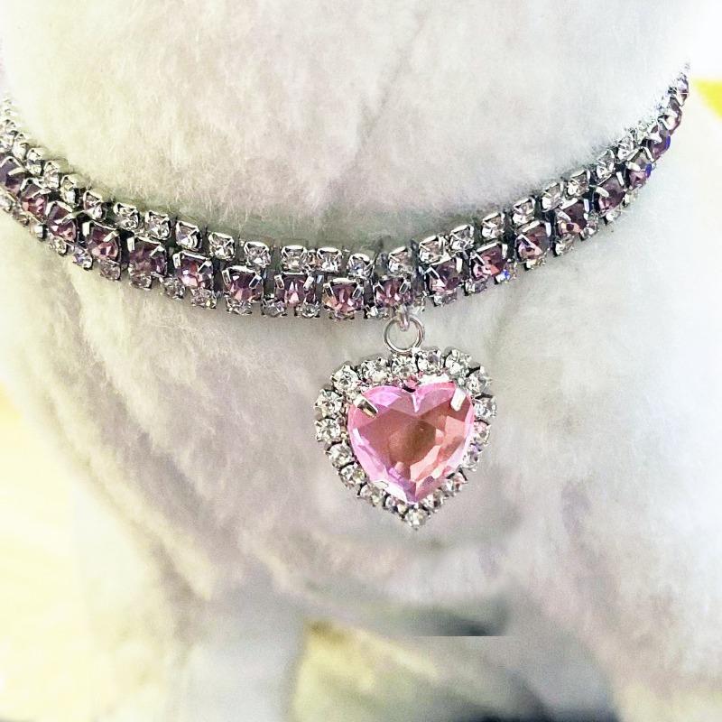 Herzförmig Tränenförmig Diamant Katzenhalsband Luxus Haustier Hals Dekorative Produkte Niedlich Bling Hund Kristall Anhänger Diamant Halsband