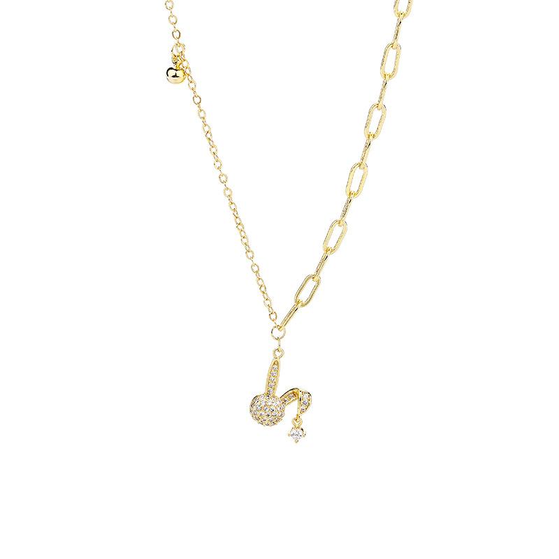 

Милое ожерелье с кроликом Женский дизайн Девушка Сердце Одиночный бриллиант Циркон Зодиак Кролик Цепочка на ключицу Подарок девушке Copper