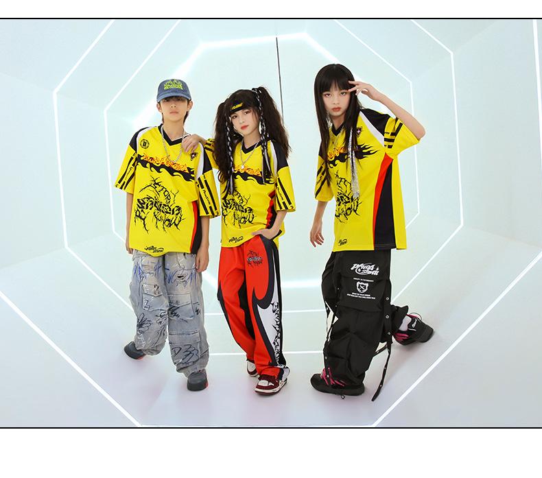 Kids' Hip Hop Street Dance Performance Outfit - Jazz Dance Fashion Show Drum Set Vest and T-shirt for Boys and Girls