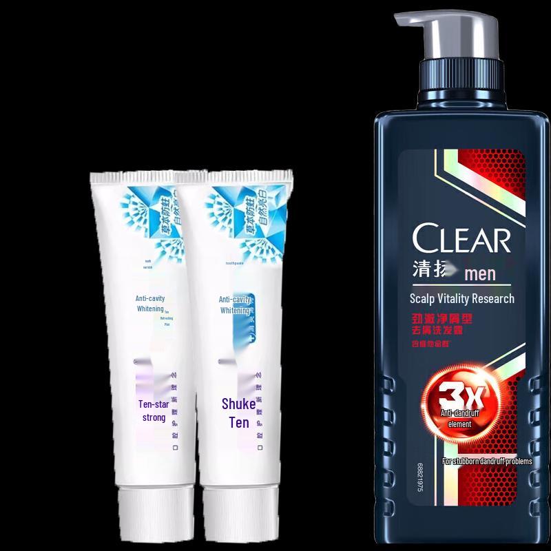 

Отбеливающая зубная паста Saky против кариеса (2-Pack) & Clear Шампунь против перхоти для мужчин, набор