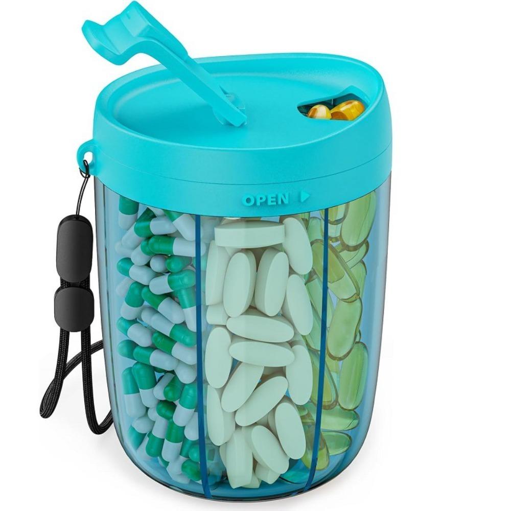 Transparent Pill Storage Containers Sealing 6 Grids Pill Dispenser Bottle Moisture-proof Pill Large Organizer for Home Office