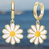 Vibrant Oil Drip Floral Earrings Elegant Alloy Hoops Ear Accessories Jewelry Suitable For Weddings Celebrations