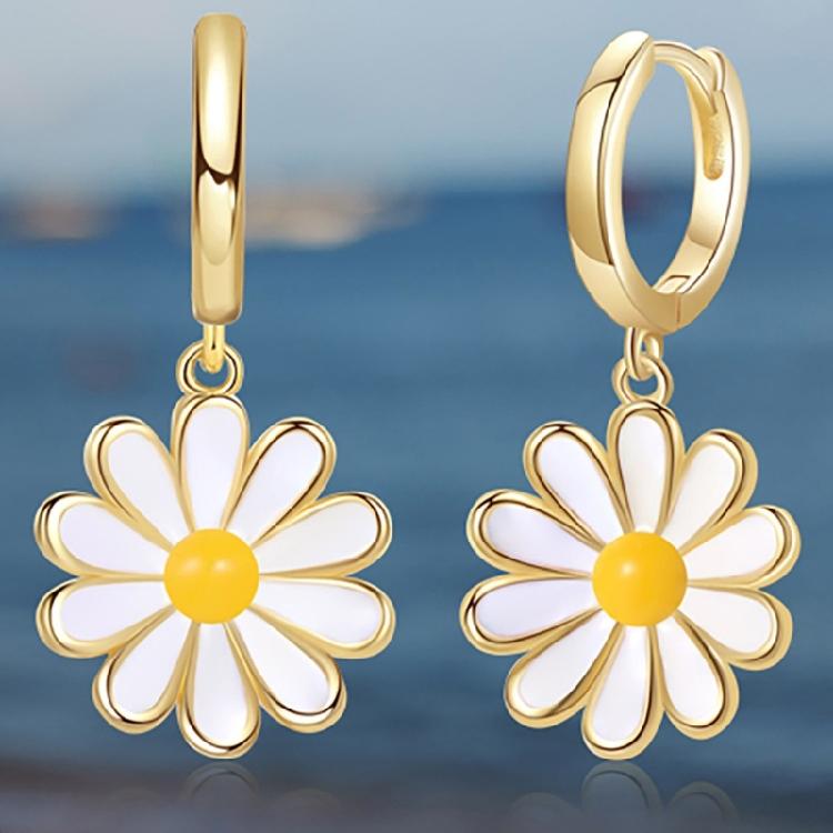 Vibrant Oil Drip Floral Earrings Elegant Alloy Hoops Ear Accessories Jewelry Suitable For Weddings Celebrations