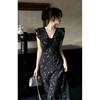 New Luo Zhiyin Lace Splicing Waist Flower Dress Long Floral Skirt
