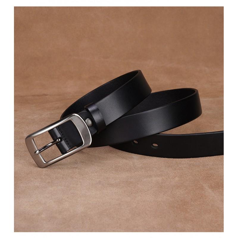 Genuine Leather Belt Women Men Slim 2-4cm Width Classic Black Coffee Adjustable 100-110cm Alloy Pin Buckle Casual