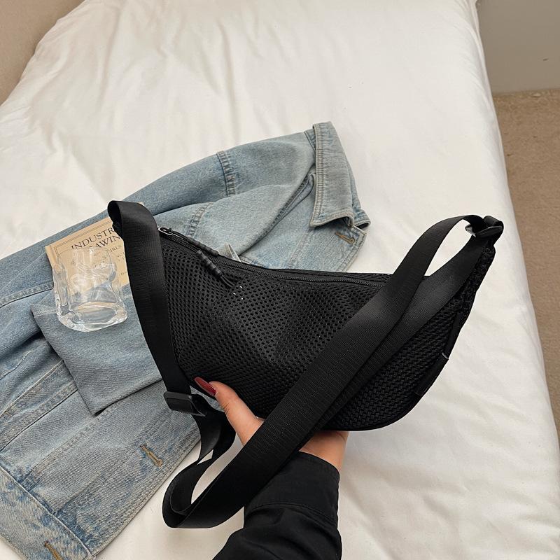 Mesh Cloth Bag Women'S Large-Capacity Niche Design Shoulder Messenger Bag Summer Commuter Dumpling Bag