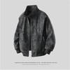 Men's Loose-Fit Retro Baseball Collar Leather Jacket - Trendy, Casual, High-Quality