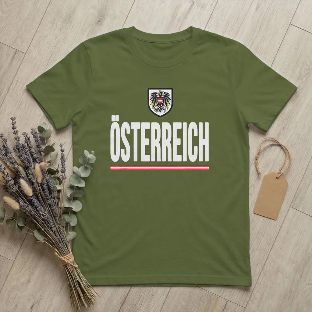 Unisex Austria Osterreich Flag Eagle T Shirt Coat of Arms 100 Cotton merch Fashion Short Sleeve Round Neck Tees Gift Idea TShirt