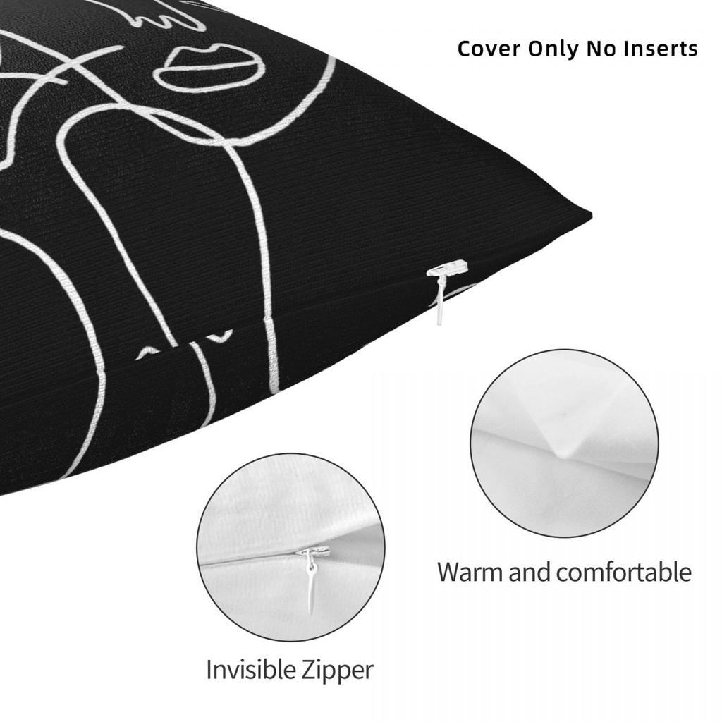 Abstract Faces On Black Square Pillowcase Polyester Linen Velvet Pattern Zip Decorative Pillow Case Home Cushion Cover 18"