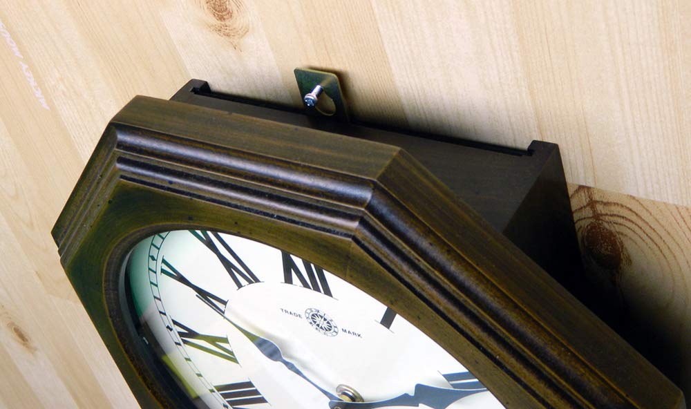 Santeru Wall Clock, Brown, 400 X 260 X 70mm, Standard Radio-Controlled Pendulum Clock (Octagonal), Roman Numerals, SR07-R