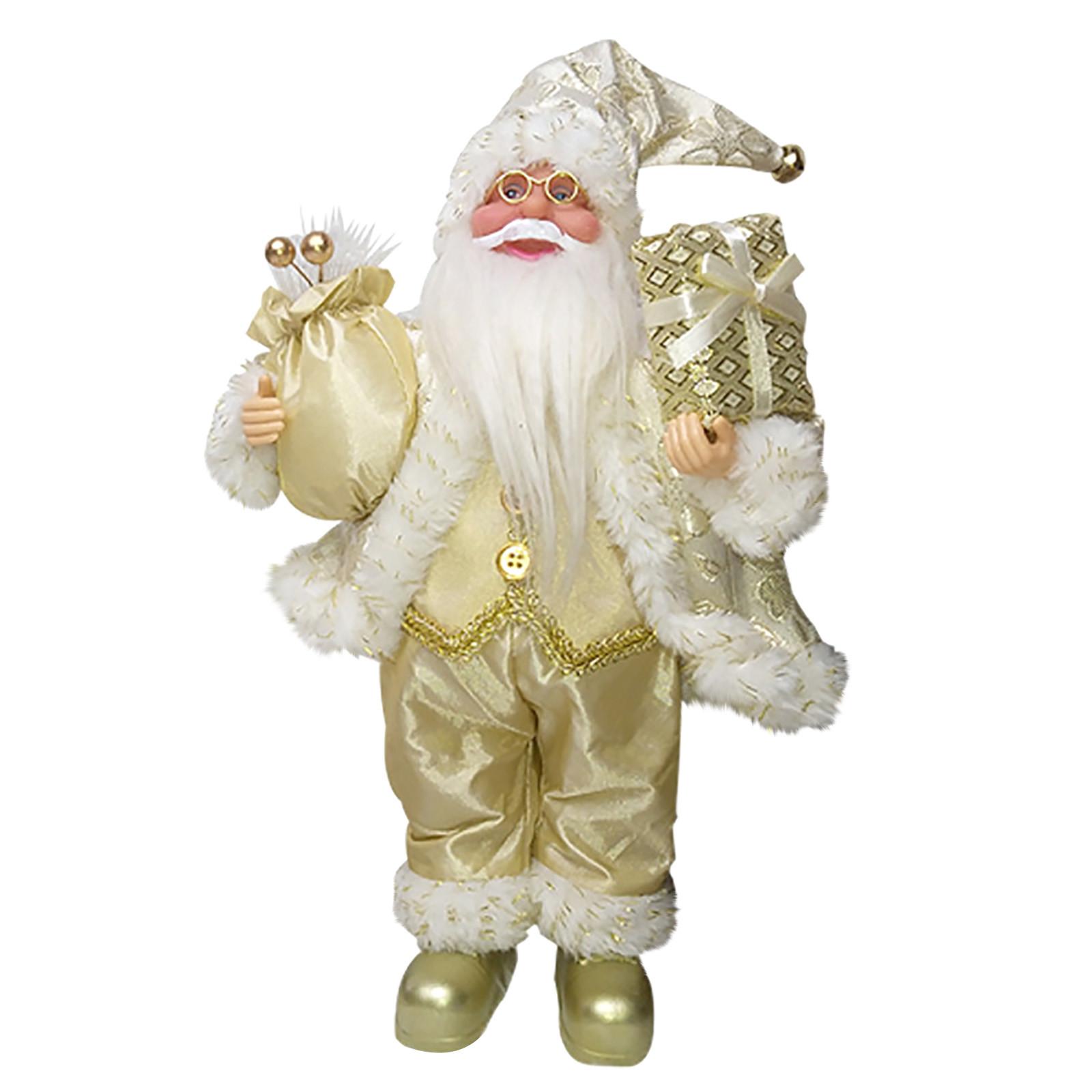 30cm Christmas Santa Figurine Standing Santa Claus Ornament Holiday Festive Home Decor Christmas Party Favor Figurine Ornament