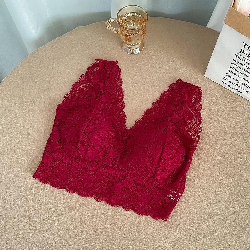 Sexy Women Lace Bras With Pad Long Underwear Wireless Solid Backless Lingerie For Girls Inner Tops Fashion Lady Bras