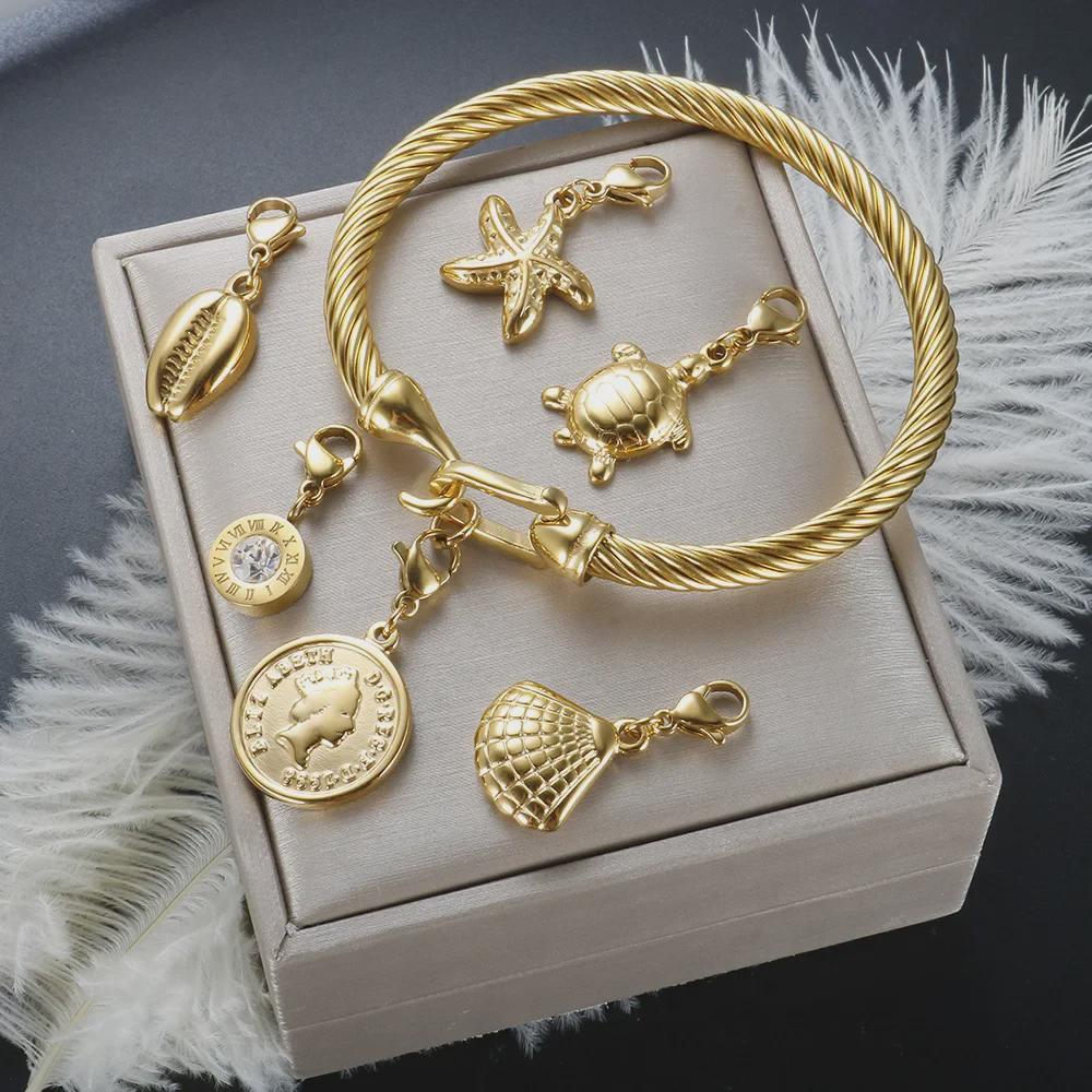 Elegant Stainless Steel Wire Bracelet with Diamond Accent and Non-Fading Horseshoe Buckle