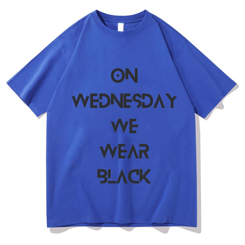 On Wednesday We Wear Black Letter Print TShirt for Unisex Summer Short Sleeve O Neck Tees Funny Pure Cotton Fashion Aesthetic Tops